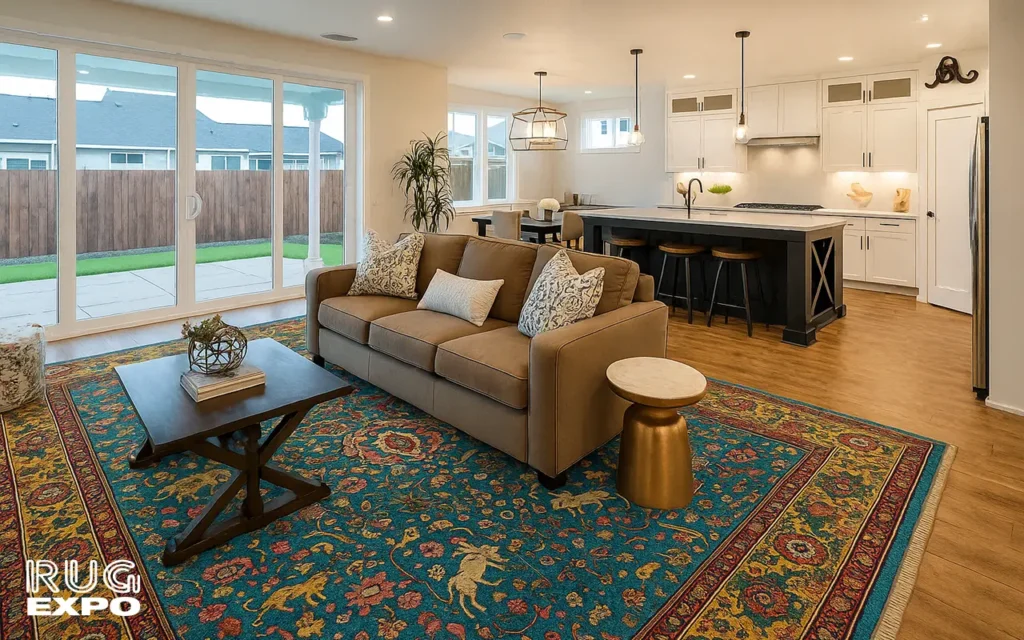 space zoning with rugs