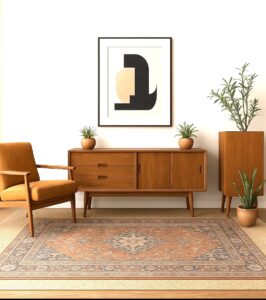 hand knotted or vintage pieces carry unique history and craftsmanship adding soul to a room 