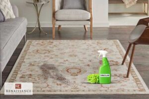 Cleaning a rug with vinegar