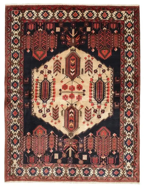 Afshar rug (Sirjan), medallion and tree of life