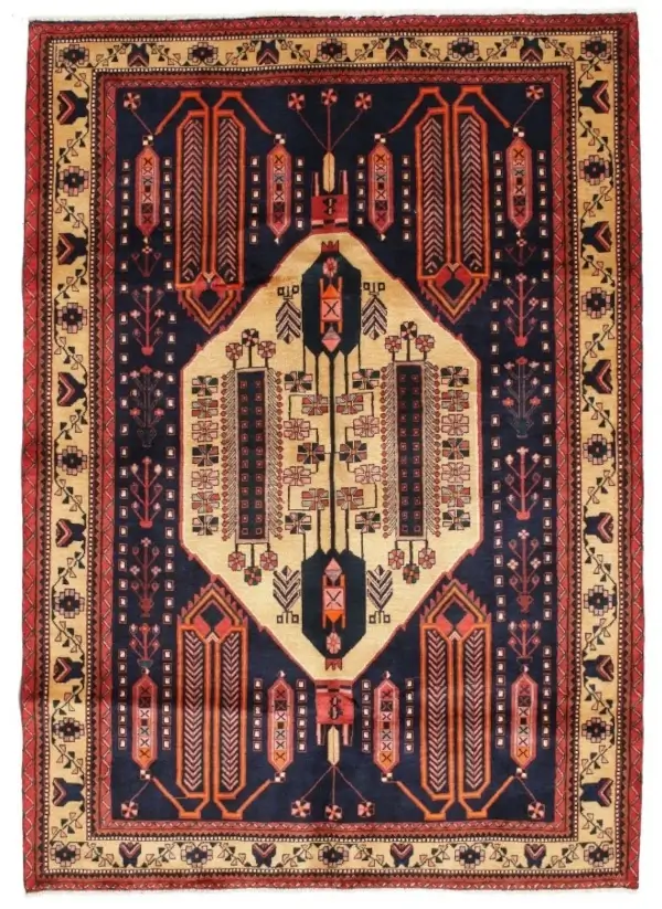 Afshar rug, medallion and tree of life