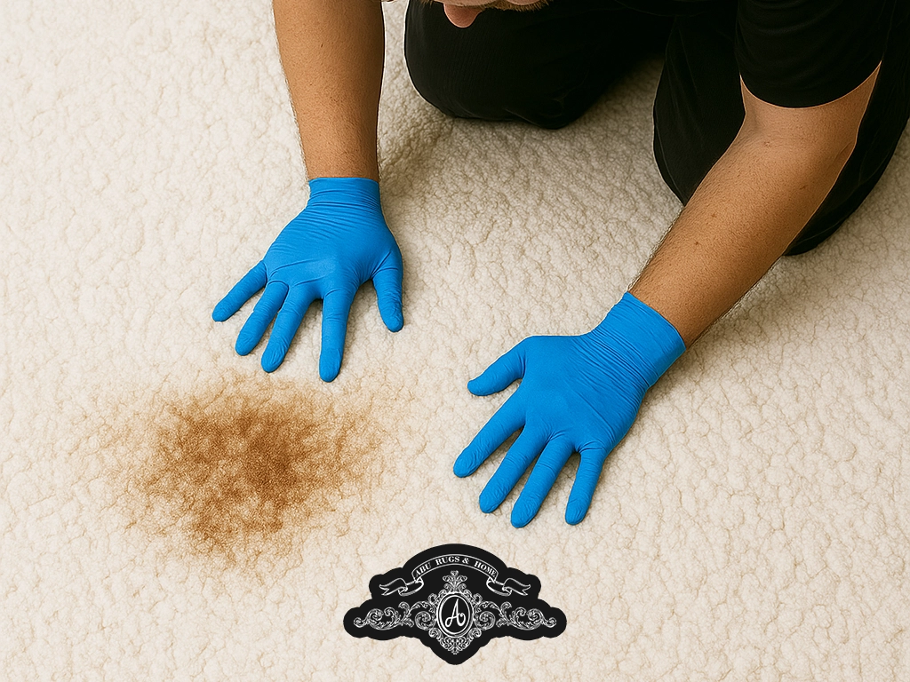 Remove stains from a white rug